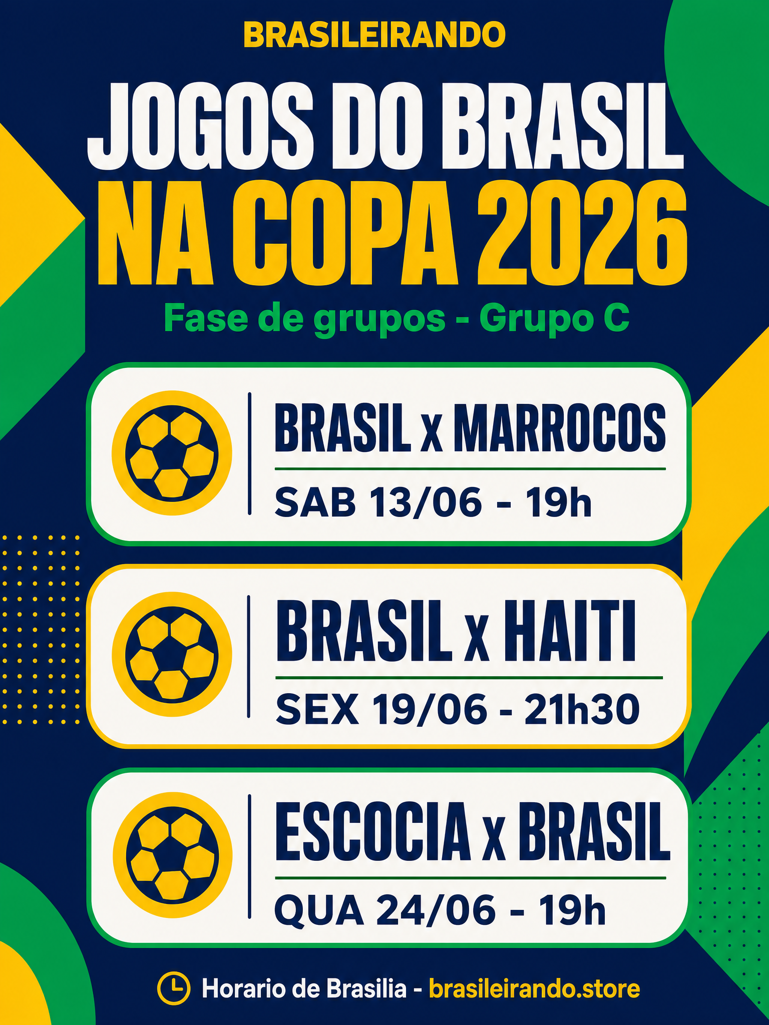 Tabela de jogos do Brasil na Copa do Mundo 2026